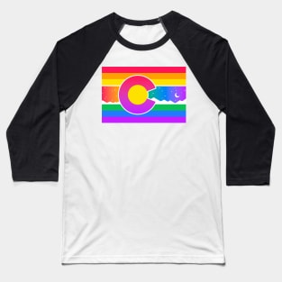 Colorado Flag Gay Pride Double Rainbow Baseball T-Shirt
